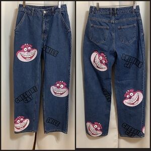 Disney Cheshire Cat Jeans Women’s Size 2 Baggy Alice In Wonderland